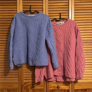 Aran Crafts Periwinkle & Pink Crewneck Sweaters